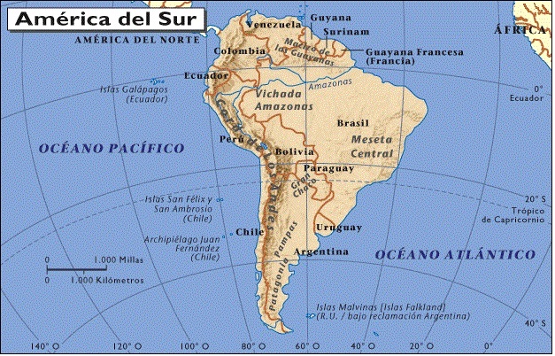 Mapa América Sur